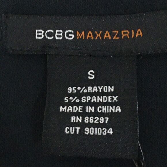 BCBGMAXAZRIA Black Belted Dress Faux Wrap Surplice V-Neck Empire Waist Dress S - Picture 9 of 12